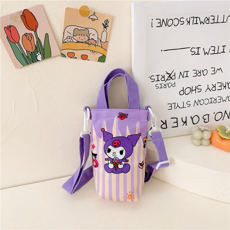 Fashion new children's bag cute girl large capacity water cup canvas bag baby shoulder messenger bag