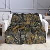 Realistic Camo with Leaves. Pattern Blanket Flannel Material Soft Warm for All Seasons, Home Outdoor Camping Picnics RV Gifts