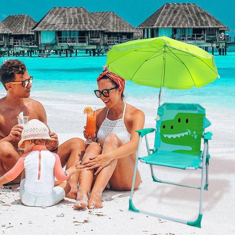 Kids Camping Chair with Outdoor Umbrella Folding Lightweight and Sturdy Wind Resistant Sand Seat for Beach Outdoor Camping