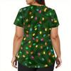 Women's Fashion V-neck Short Sleeve Workwear With Pockets Christmas Printed Tops