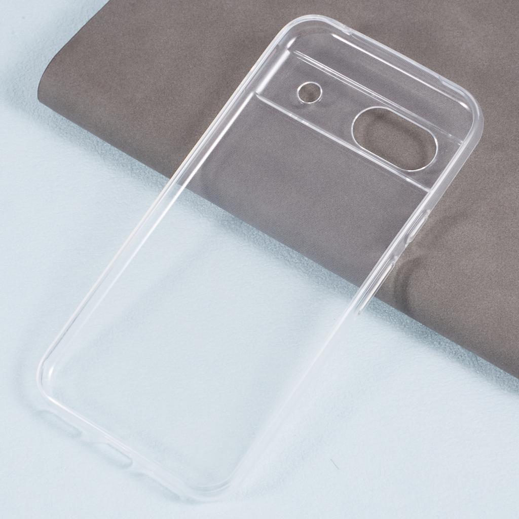 For Google Pixel 8a Clear Case Glossy Soft TPU Phone Protective Cover Watermark-Free