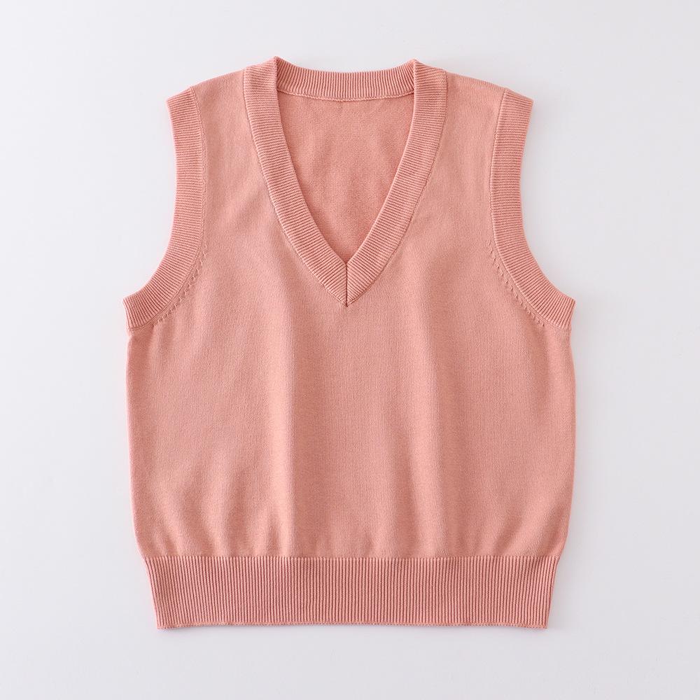 Fashion Comfortable Basic Pullover Sweater Uniform Undershirt Undershirt Sleeveless Thin Solid Color Female Student Knitwear