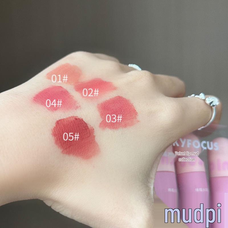 PinkyFocus Matte Velvet Lip Mud Set: Capsule Lip Gloss for Nude Makeup - Ideal for Students