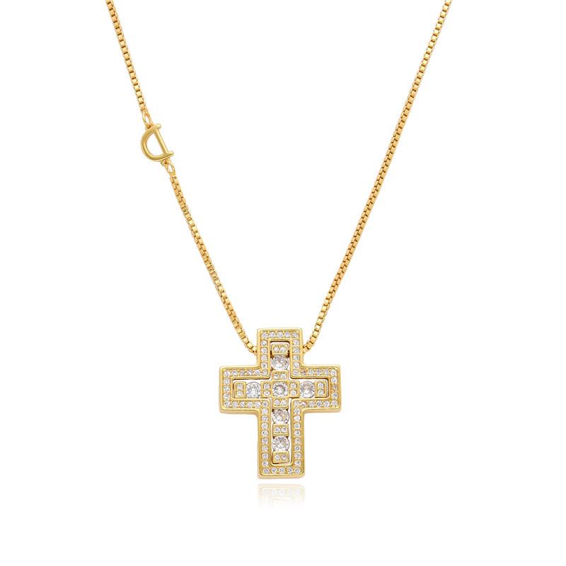 2026 Trend Full Diamond Cross Diamond Pendant Cross Luxury Full Diamond Necklace 60CM