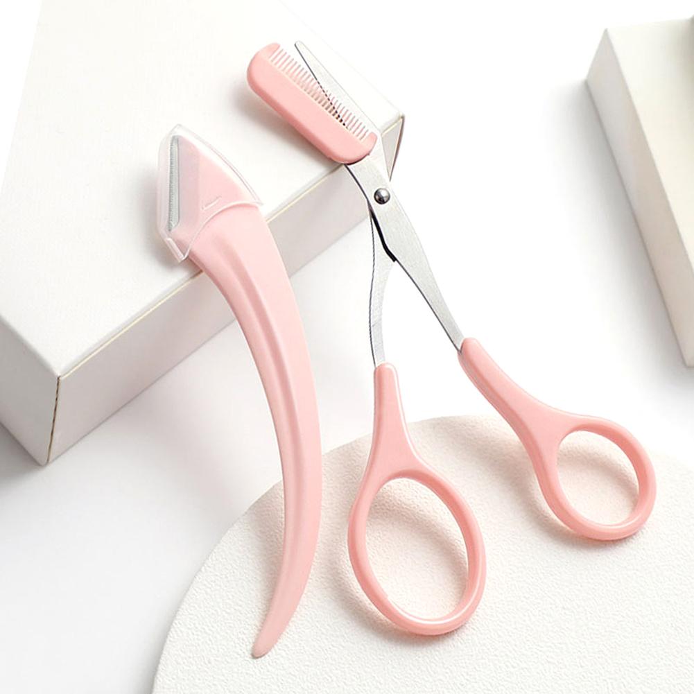 3PCS Eyebrow Trimmer Set Eyebrow Scissors With Comb Crescent Trimmer Makeup Tools Eyebrow J2S0