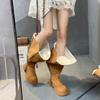 Cowhide Version~ Thick-soled Big Tube Snow Boots Women's Windproof and Cold-resistant Wool Integrated Cotton Shoes New Fashion High Boots