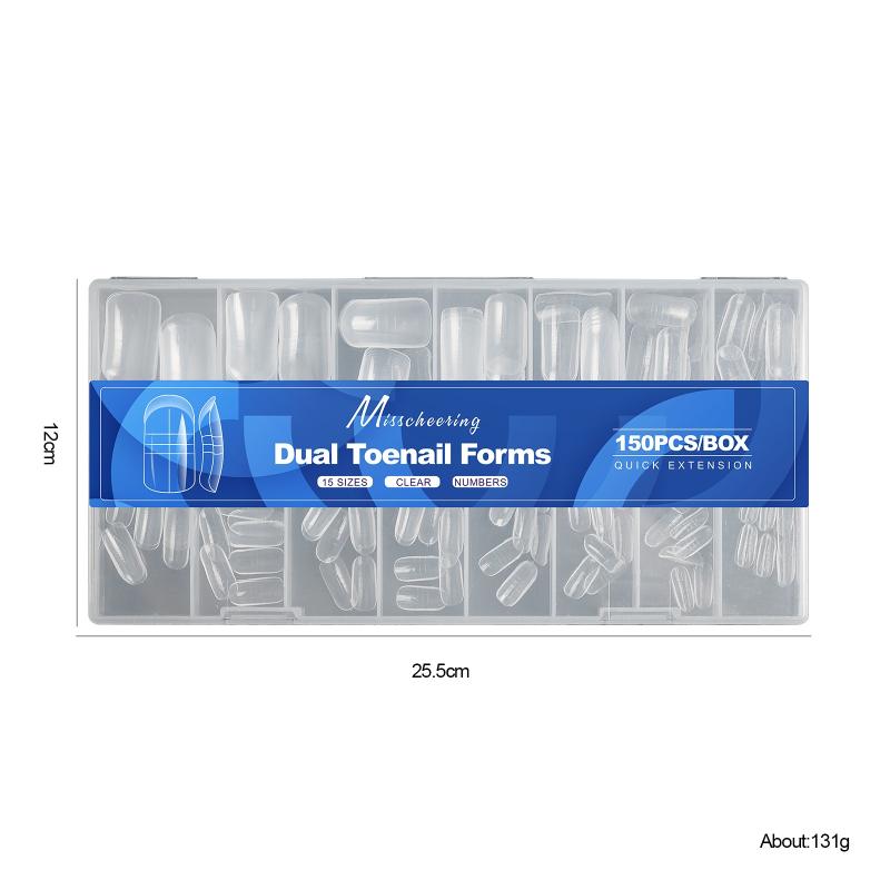 150Pcs/Box Toenails Foot Armor Mold15 Size Polyethylene Gel Toenails Extension Reusable Full Cover Mold For Acrylic Toenails