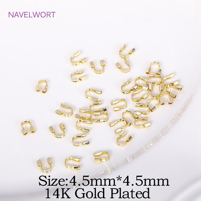 50/100pcs 18K Gold Plated Brass Wire Guard Guardian Protectors Loops U Shape Clasps Connector,DIY Jewelry Making Accessories