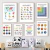 Colorful Alphabet and Number Learning Posters for Kids Educational Canvas Wall Art for Kindergarten Classroom Decor