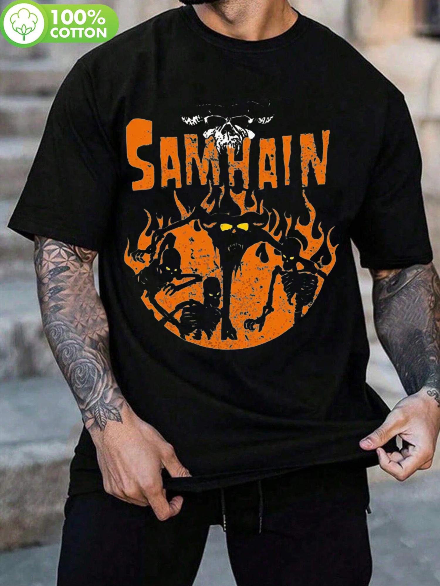 

Vintage Hip Hop Skull & Flames Graphic T-shirt - Loose Fit Crewneck XL