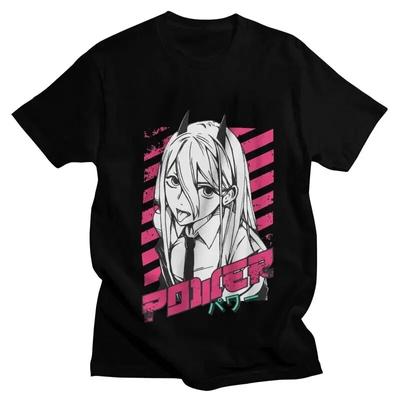 Gorące Anime Chainsaw Unisex Power Nadruk T-shirt Unisex Estetyczne Modne T-shirty Plus Size T-shirt Harajuku Gorący Unisexga Uisex T-shirt