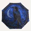 Enchanted Raven Moon Tapestry: Mystical Night Sky Wall Hanging Umbrella, Cute Umbrella with Cute Design, Portable 3-Fold Compact Umbrella for Men & Wo