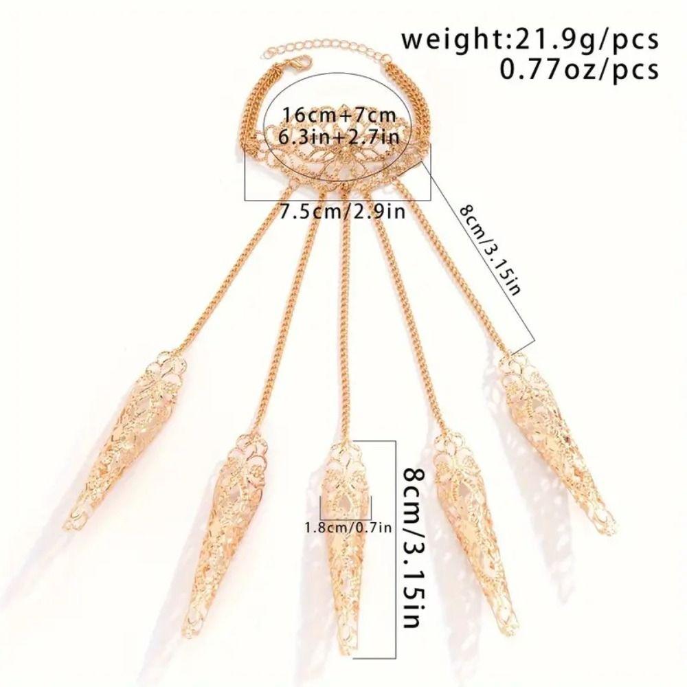 Exaggerated Mittens Bracelet Hollow Out Hand Back Chain Tapered Nail Chain Gothic Bracelet  Party