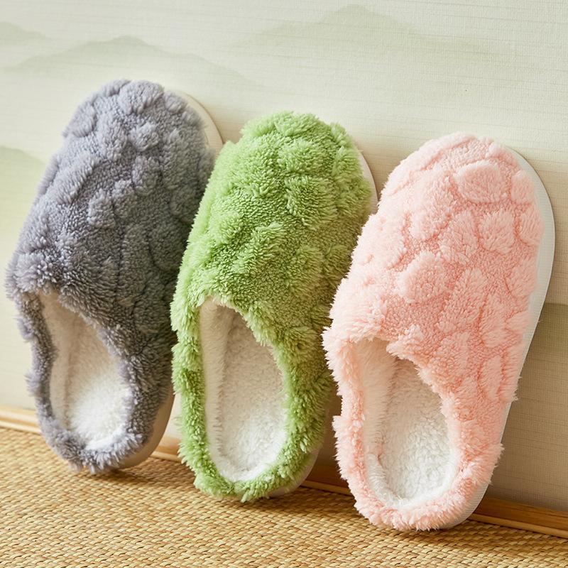 Winter solid color cotton slippers new cute indoor home warm non-slip cotton mop