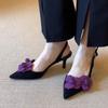 Baotou sandals Korean version pointed head shallow mouth thin heel empty sandals women's spring and summer new flower high heel Baotou women's sandals