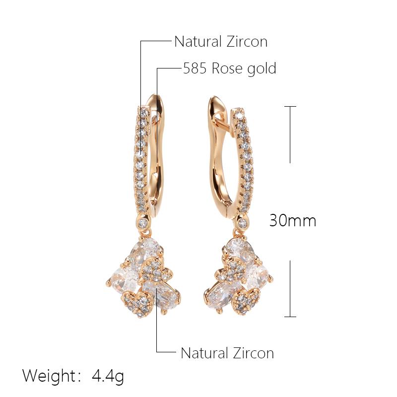 New  Rose Gold Long Drop Earrings Unusual Creative Micro-Wax Inlay Natural Zircon Earrings Women Fashion Jewelry Gift