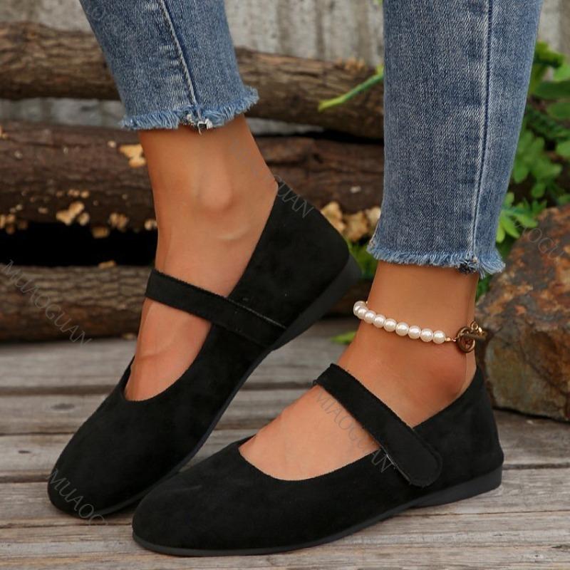 Fashion Woman's Casual Flats Shoes Round Toe Large Size Ladies Shoes Retro French Mary Jane Dress Flat New Summer Solid Comfortable Shoe