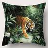 1/4 Stück Dschungel Wildtiere Kissenbezüge Tiger Löwe Elefant Leopard Tropische Pflanzen Dekorative Kissenhüllen