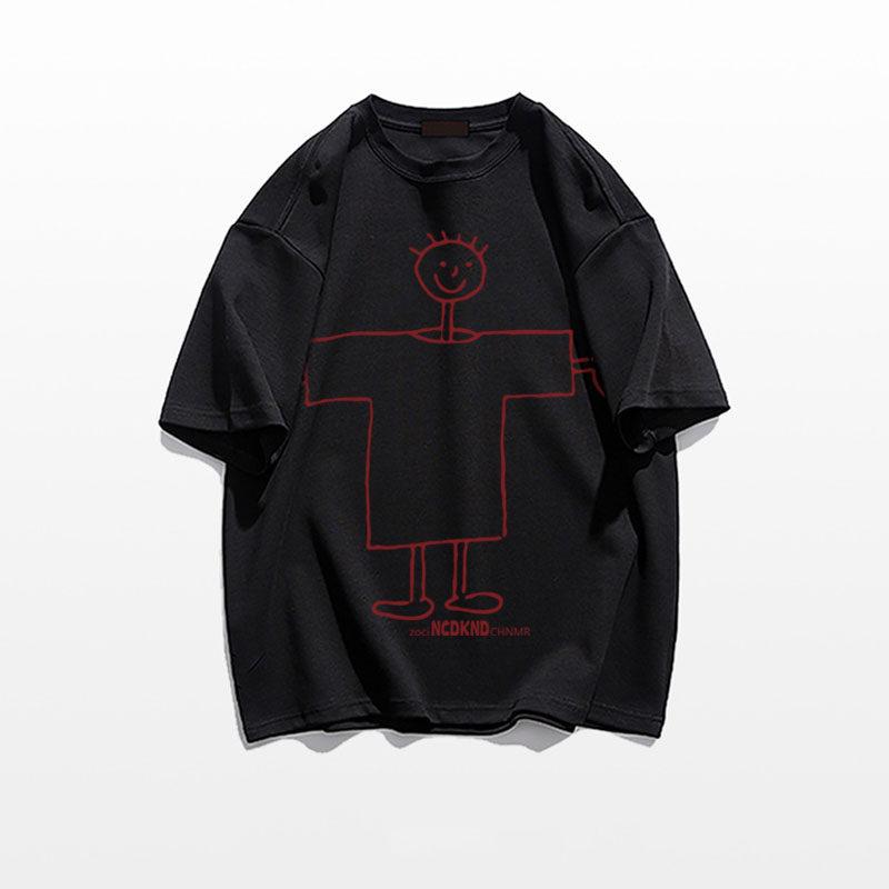 Unisex Retro Cotton Loose Fit Short Sleeve T-Shirt in Plus Sizes