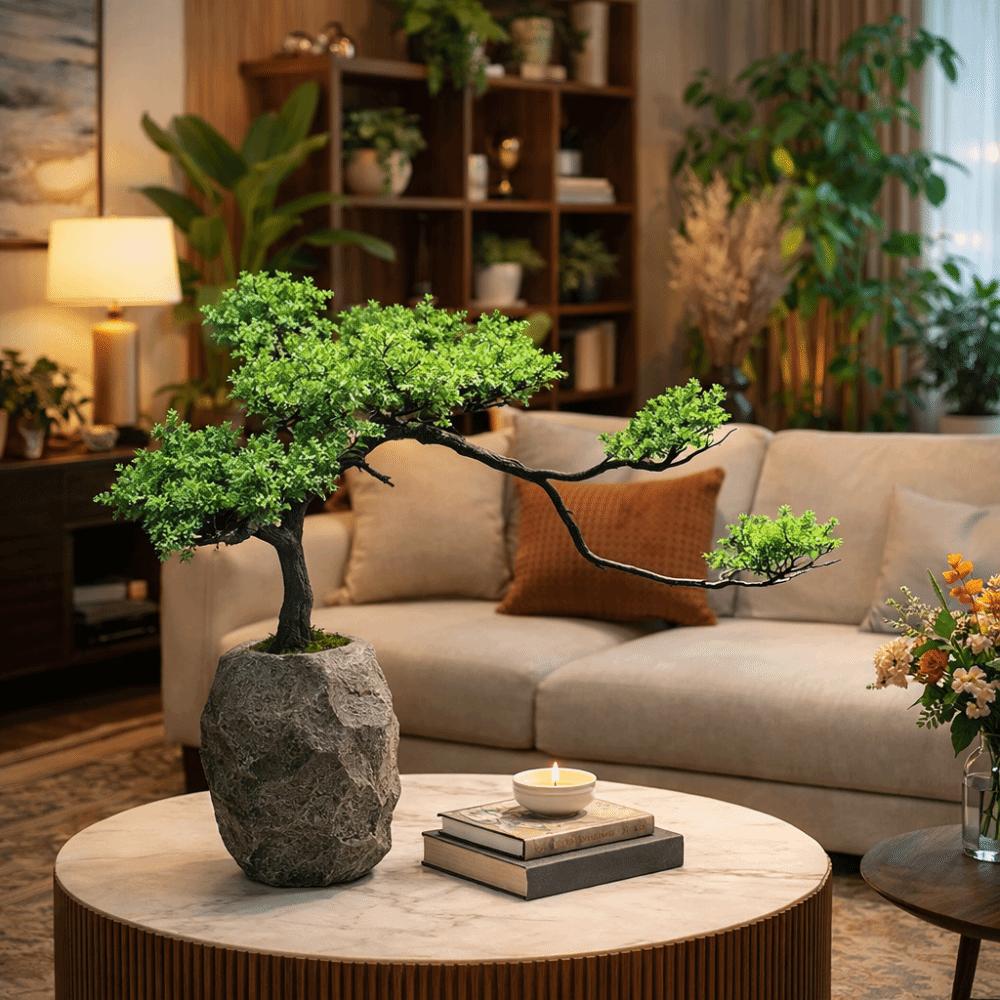 Plastic Artificial Plant Flexible Welcome Pine Tree Vase Plant Simulated Pine  Foyer Decor