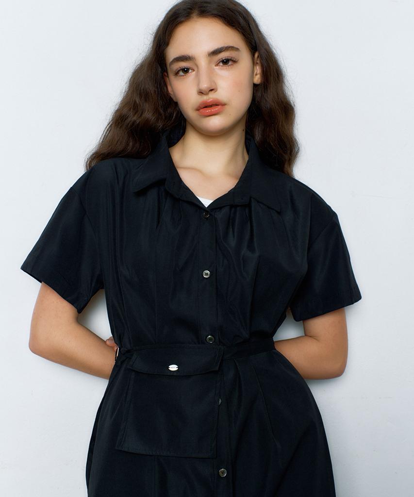 MANAVIS7 Mar Long Shirt Dress [Black]