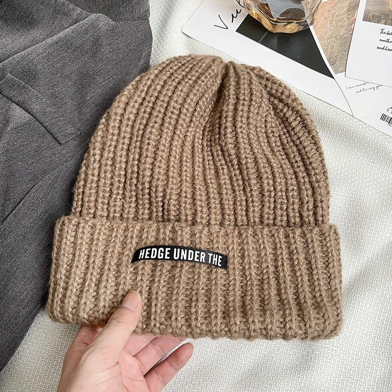 Autumn and Winter Woolen Hat Trendy Korean Warm Hat Women's Ear Protection Cold Hat Pullover Hat Solid Color Versatile Small Knitted Hat Showing Face