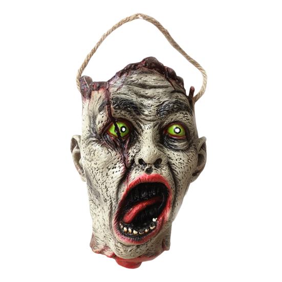 Halloween Spooky Candy Bucket Zombie Head Handbag Creepy Trick or Treat Candy Pail for Halloween Party Haunted Houses Decoration