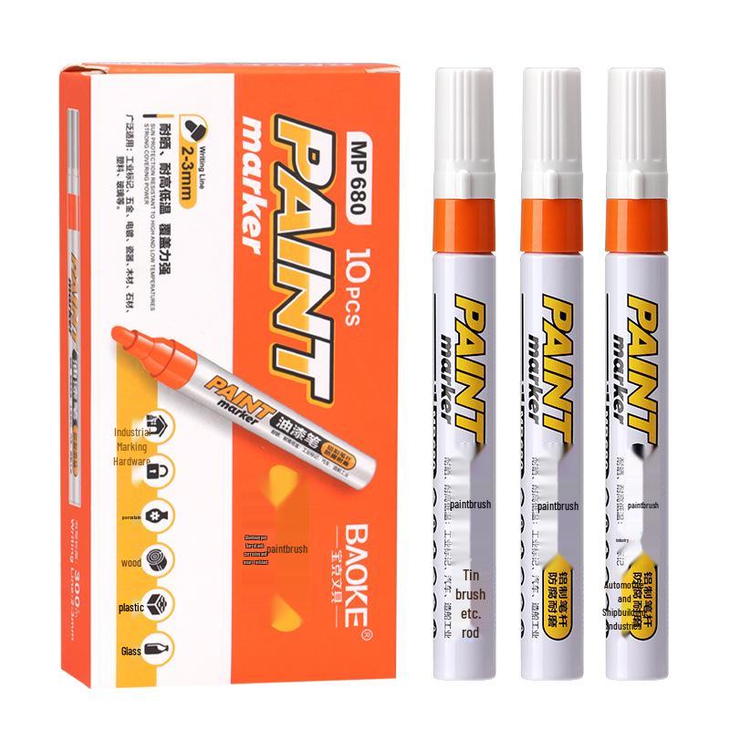 Bao Ke MP680 Waterproof Industrial Paint Marker - White & Gold Signature Pen