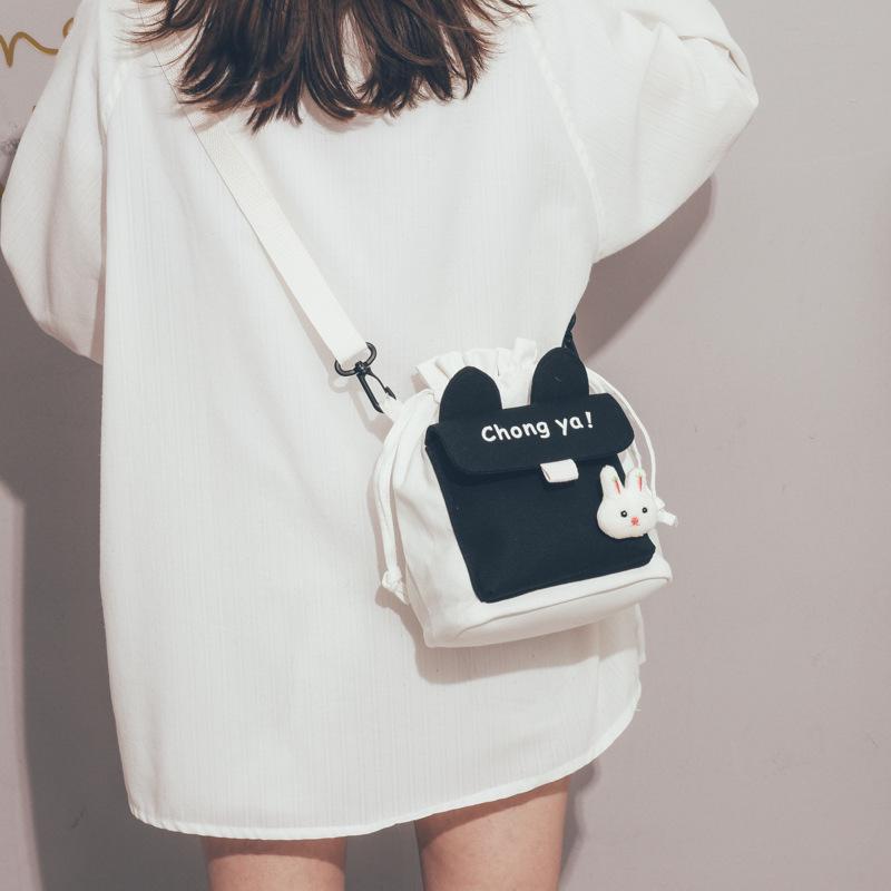 

Womens Trendy Canvas Crossbody Bucket Bag - 2025 New Cute Student Style