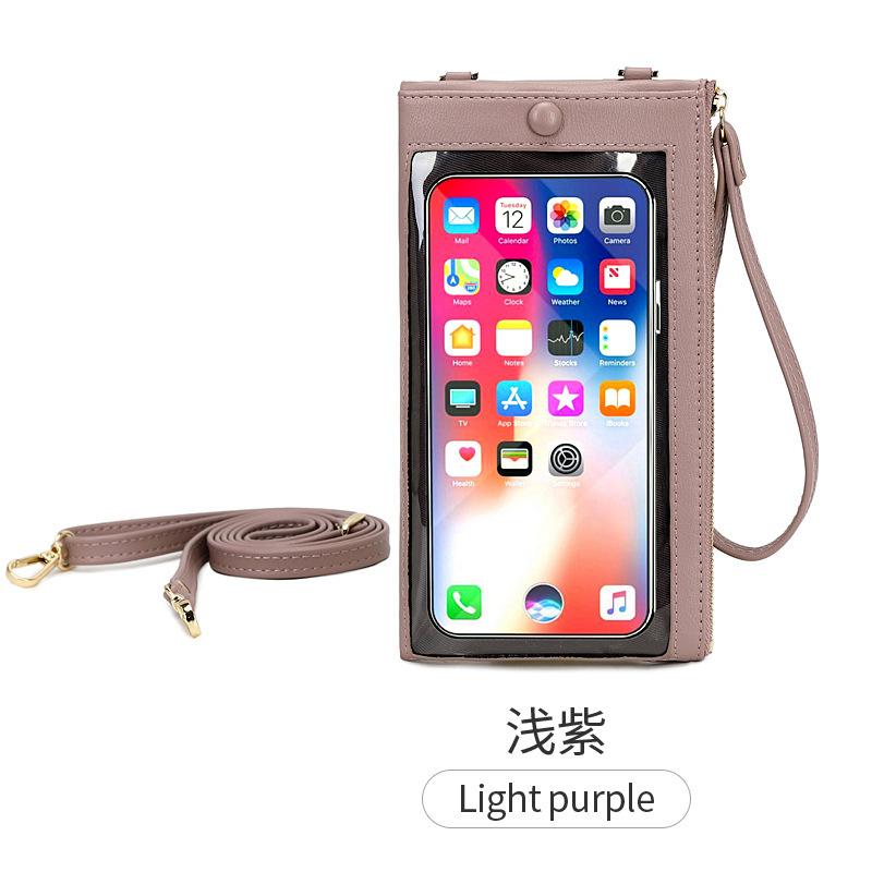 

Сумка для мобильного телефона с сенсорным экраном, женская сумка-мессенджер, 2025 новинка, однотонная простая сумка для мобильного телефона, кошелек, женская мини-сумка через плечо светло-фиолетовый