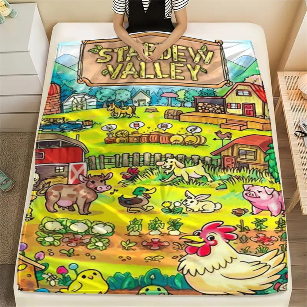 1PC Stardew Valley Print Flannel Blanket, High quality Comfortable for All Seasons, Home Decor, Warmth and Comfort, Perfect for Christmas Gifts179