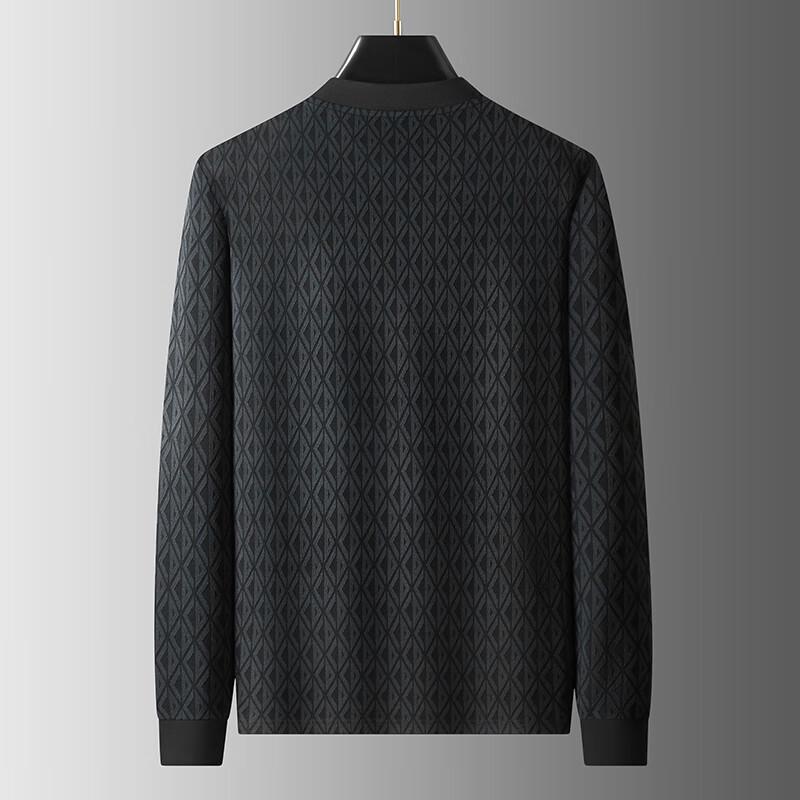 Men's Plus Size Knitted Jacquard Long Sleeve T-Shirt