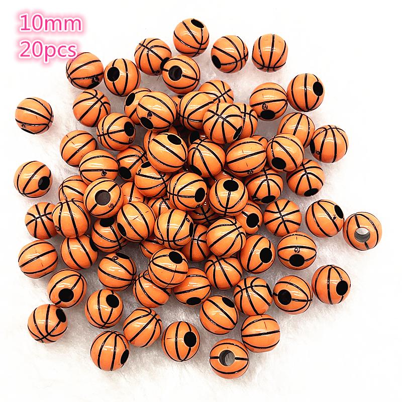 10-20Pcs Sport Rugby Tennis Basketball Football Volleyball Beads Spacer Acrylic Beads For Jewelry Making DIY Bracelet Necklace