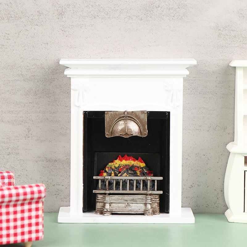 1Impostare1:12 Camino Miniatura per Casa delle Bambole Candelabro con Attrezzo per la Pulizia Copertura Ventola Camino Staffa Scena Arredamento Giocattolo
