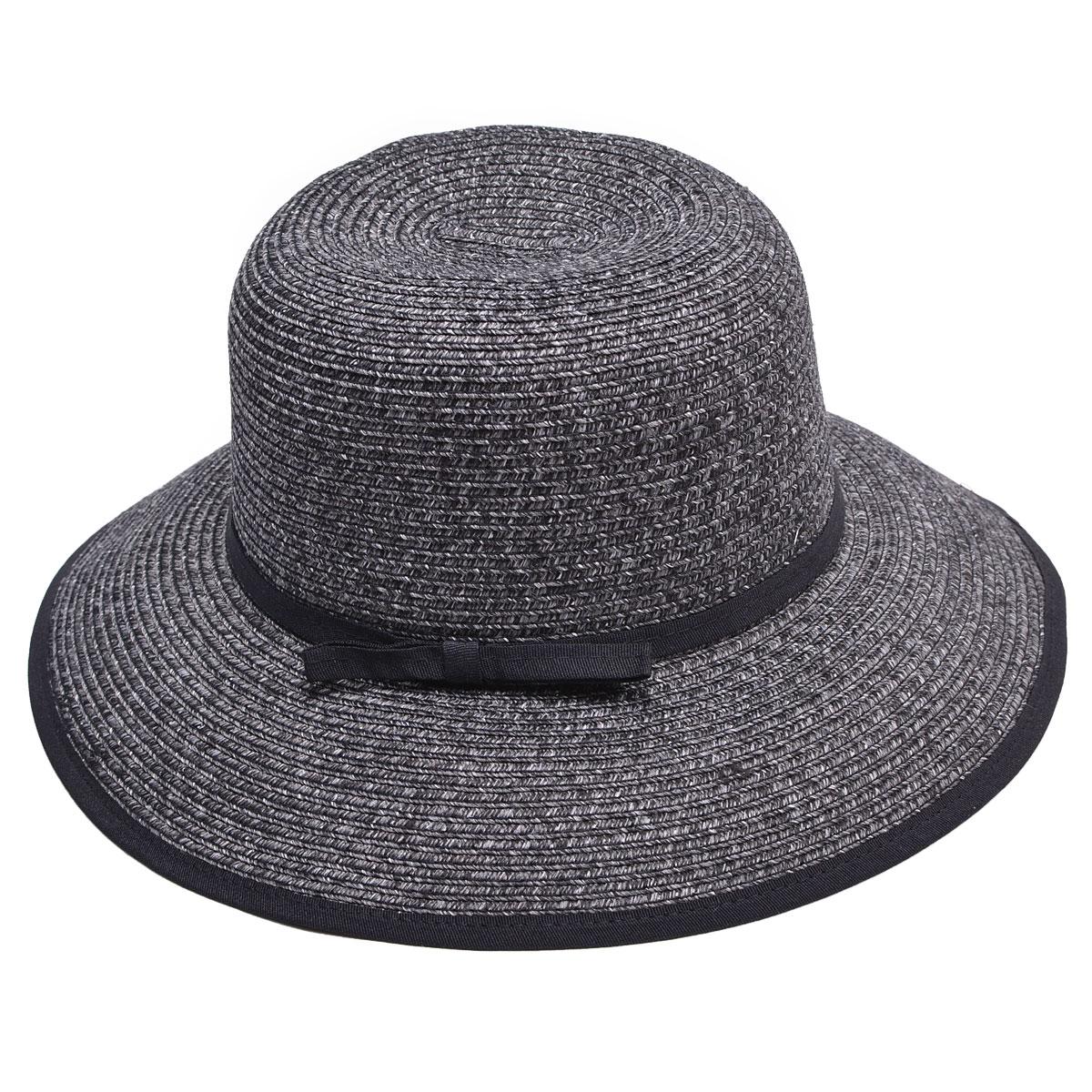

Women s Woven Straw Packable Hat Tea party With Edge Bow Beach Sun Hat A418 чорний