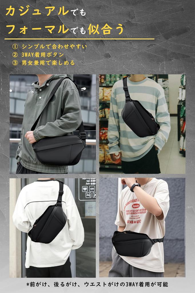 FULONEEI Compact Shoulder Large iPad Perfect for International and Outdoor Activities Men's Bag/Waist Pouch, Capacity, Lightweight, Water-Repellent,