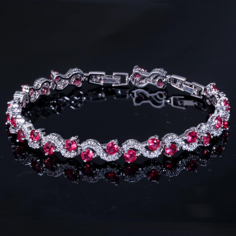 Jewelry, Exquisite Sparkling Diamonds, Swiss Aaa Zircon Platinum-Plated Bracelet.