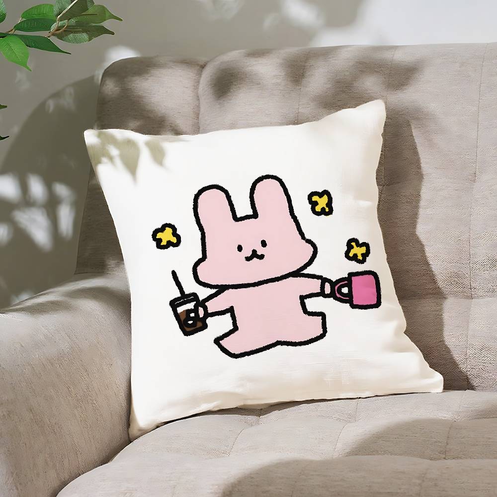 Ato Pink Bunny Pillow Case Cushion Cover Soft Cute Throw Pillow Case For Car Sofa Pillowcase Polyester With Zipper
