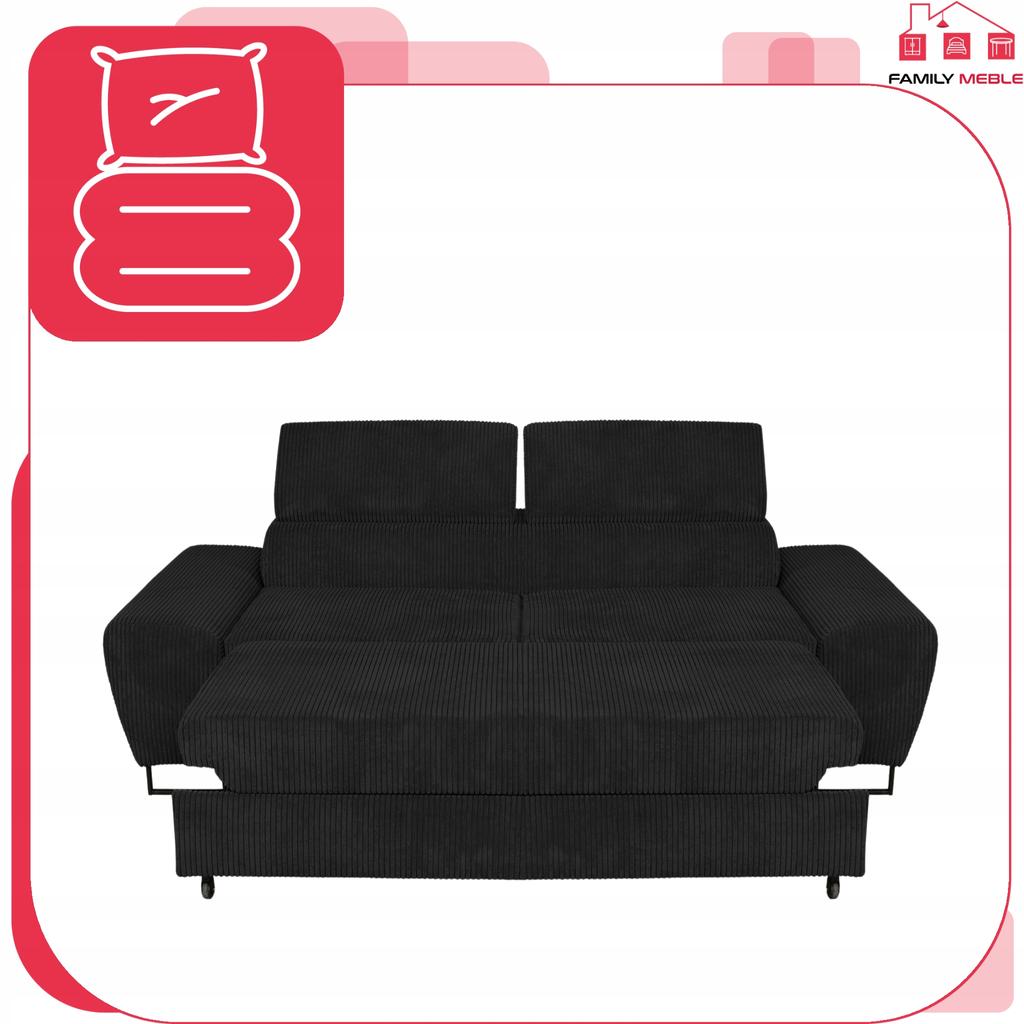 Sofa Couch Savio Living Room Family Furniture Black Corduroy Reg Headrest