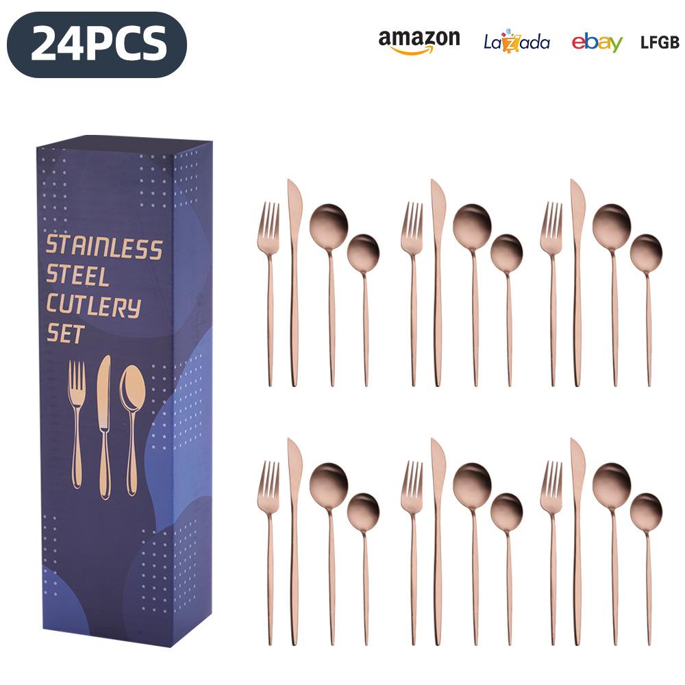 25 Years of New Stainless Steel Tableware Set, Tableware Portuguese Knives, Forks and Spoons 24-piece Gift Box Set