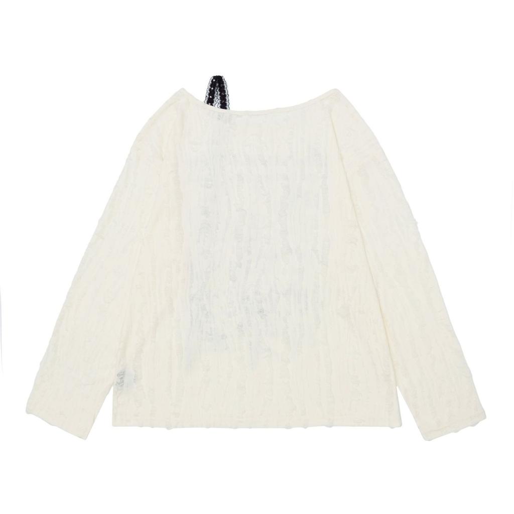 2KWEIRD Y2k Aesthetic Sexy Off Shoulder Lace Patchwork T-shirt Streetwear Letter Printing Tshirts Women Grunge Hole Loose Harajuku Tees