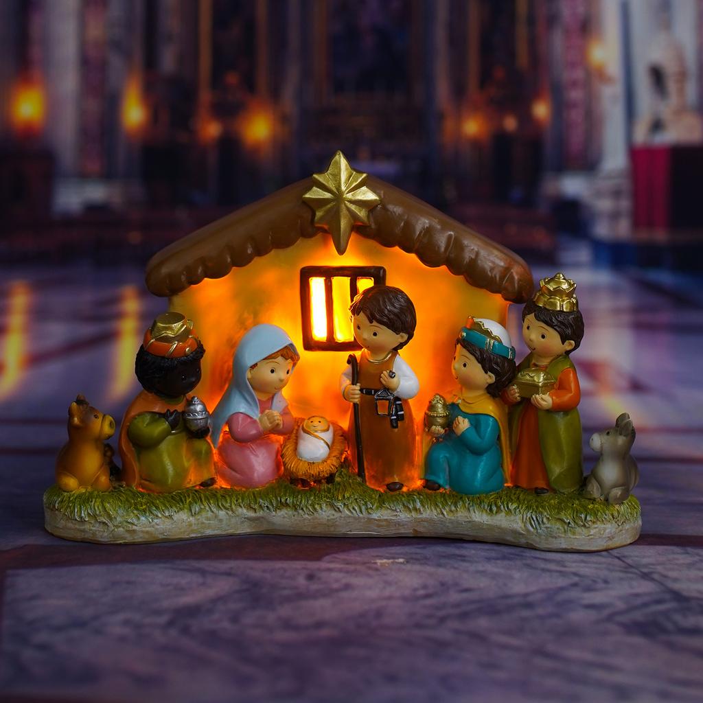 Nativity Scene Figurine Realistic Resin Xmas Nativity Scene Decoration for Home and Office