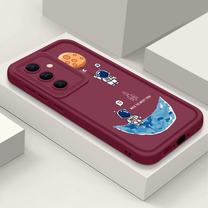 Cartoon Astronaut Pattern Matte TPU Case For Samsung S25 Edge S24 FE S23 Ultra S22 A56 A36 A26 A16 A15 A55 A35 Soft Shockproof Anti-Fall Phone Cover