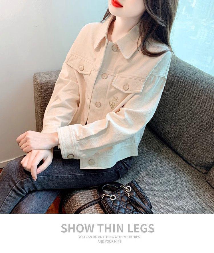 2025 Autumn Versatile French Style Embroidered Short Jacket – Casual, Loose Fit