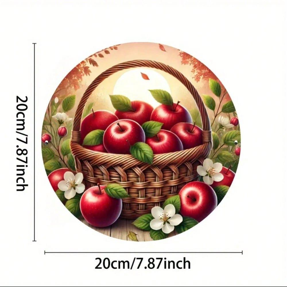 Generic Brand Red Apples White Flower Basket Decor Classic Metal Tin Sign Art For Restaurant Bar Cafe Wall Decoration