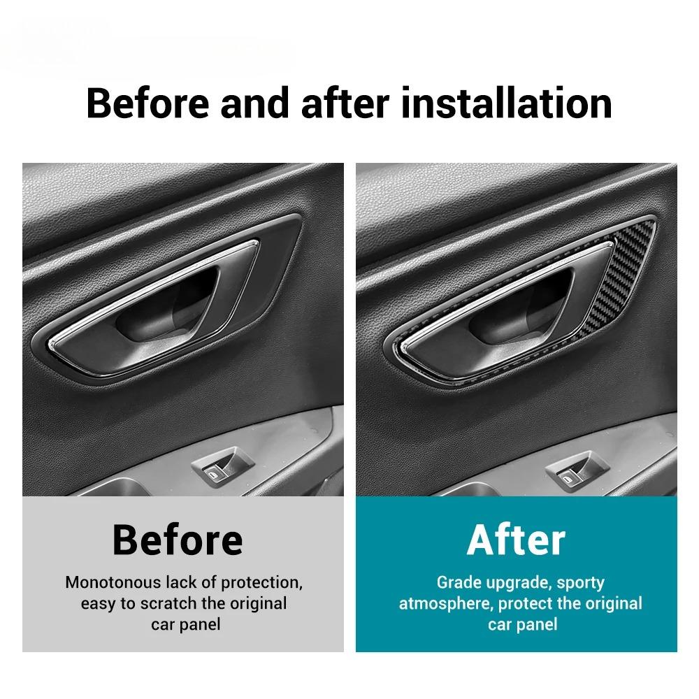 For Seat Leon MK3 2013 2014 2015 LHD RHD Car Door Handle Panel Trim Real Soft Carbon Fiber Sticker