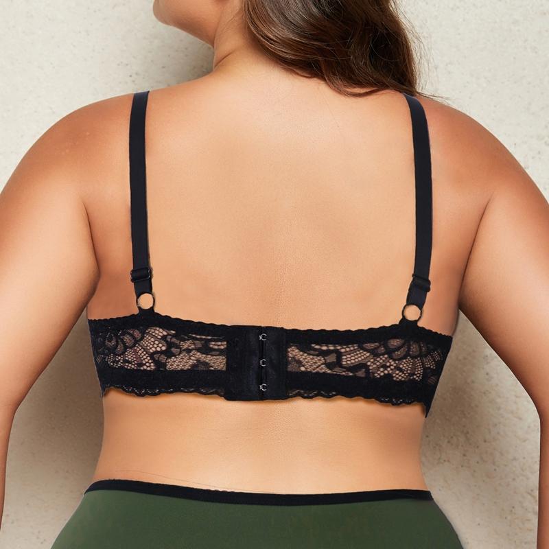 Dámská podprsenka plus size Sexy krajková 3 háčky Mašle Podprsenky Pohodlná s kosticemi 0Xl-5Xl - 090