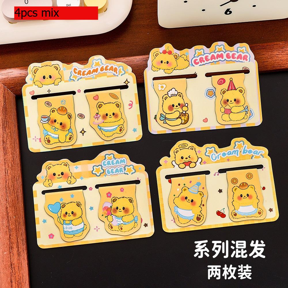 

Gift Double Magnetic Cartoon Custard Bear Bookmarks for Students Cute Reading Book Page Kawai Stationery Office School Supplies