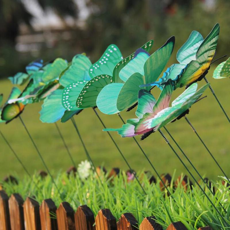 12 szt. Butterfly Metal Stakes Outdoor Yard Lawn Planter Garden Decor Motyle
