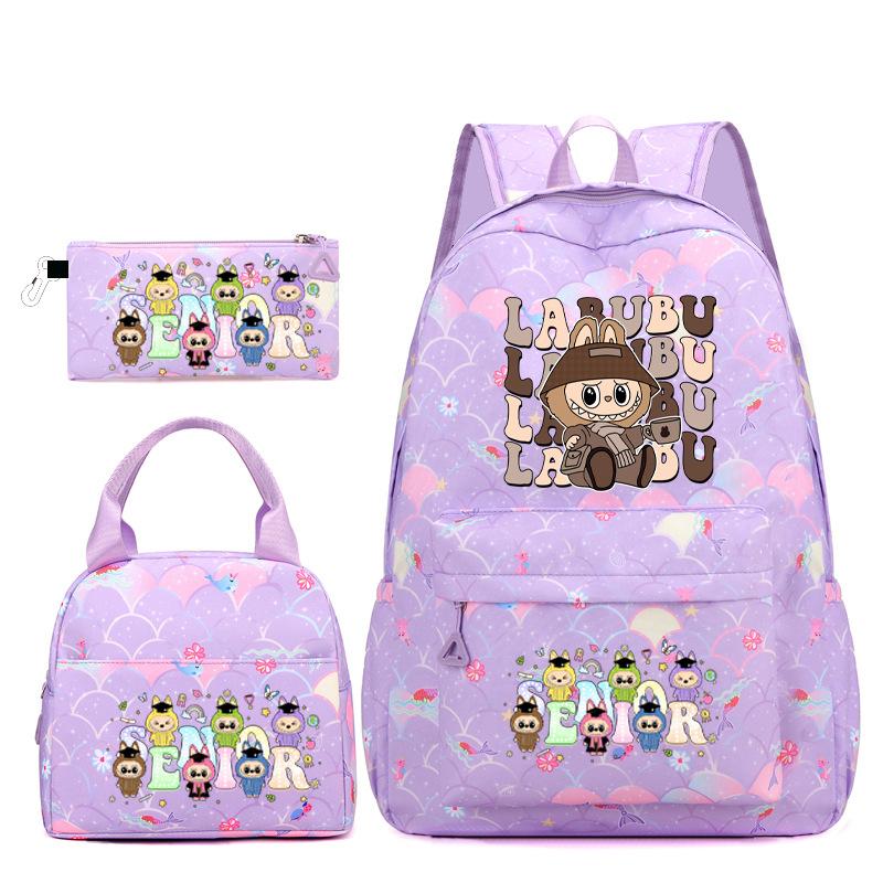 School Bag New Primary School Students Junior High School Students Fashion Three-piece Backpack